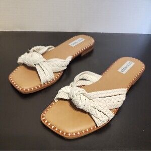 Steve Madden Kandace Braided Knot Sandals Women's 8.5 White New No Box